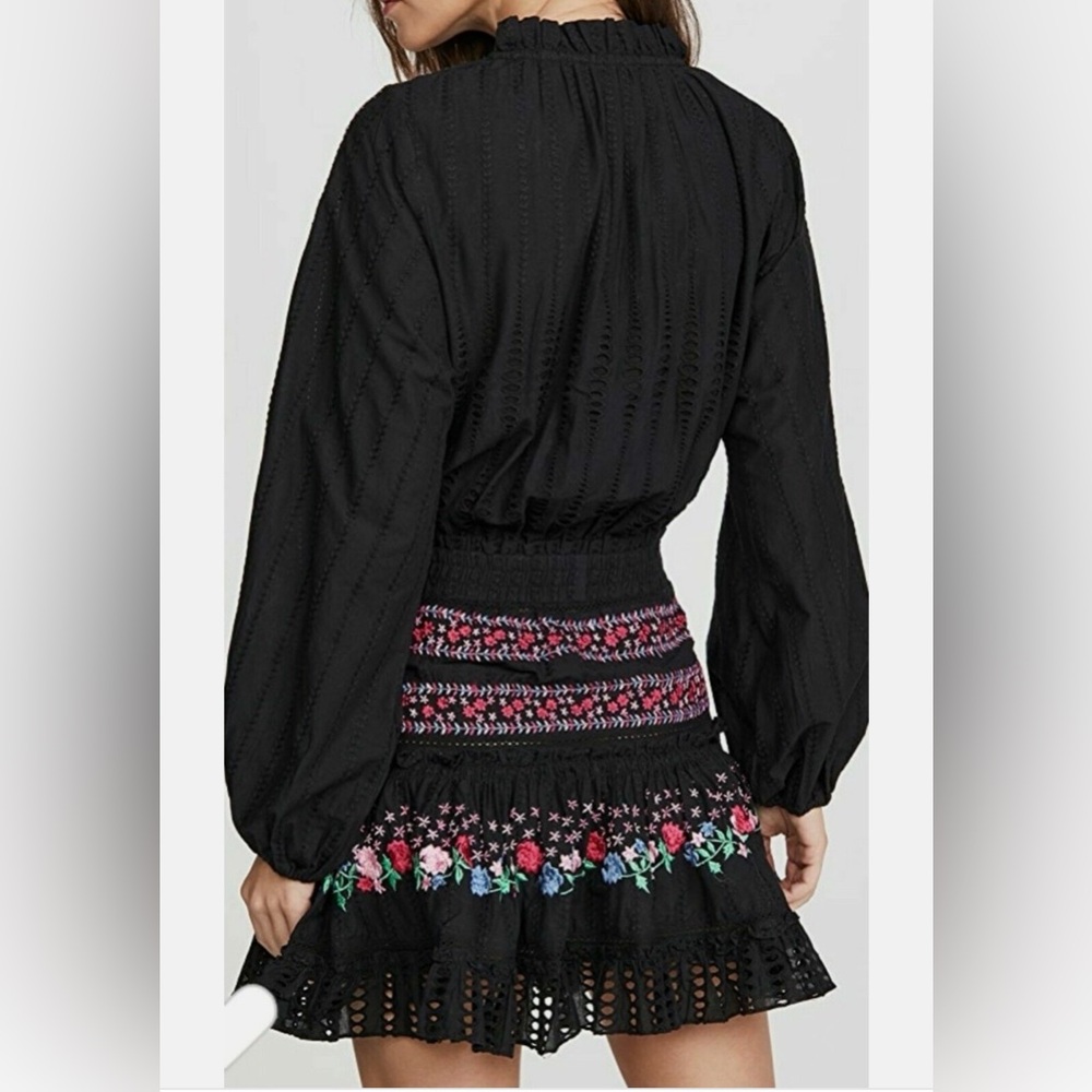 MISA Los Angeles Manuela Embroidered Mini Dress - size small - black/pink/blue - Picture 9 of 13
